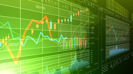 Business Data Graph finance Chart Bar 3D illustration background.
