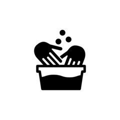Hand wash vector icon in black solid flat design icon isolated on white background