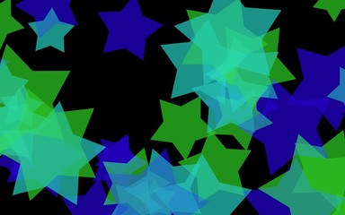 Obraz premium Multicolored translucent stars on a dark background. Orange tones. 3D illustration