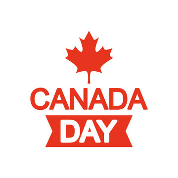 canada day design with ribbon and maple leaf icon, silhouette style