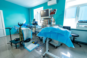 Mechanical ventilation equipment. Screen over equipment. Pneumonia diagnosting. Ventilation of the lungs with oxygen. COVID-19 and coronavirus identification. Pandemic.