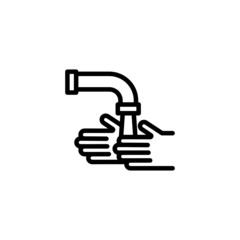Washing hand icon vector in linear, outline icon isolated on white background