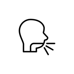 Cough icon vector in linear, outline icon isolated on white background