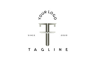 Logotype lettering ff or g. Shield or sword shape logo