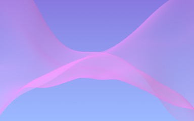 Pink wave on blue sky abstract background. Fluttering pink scarf. Waving on wind pink fabric. 3D illustration