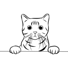 Cute Cat Line art vector design, black and white