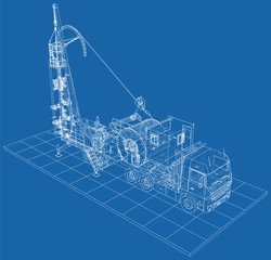 Coil Tubing roll Truck. EPS10 format. Vector created of 3d.