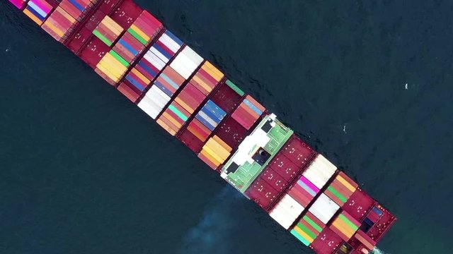 Container cargo ship, Freight shipping maritime vessel, Global business import export commerce trade logistic and transportation oversea worldwide by container cargo ship boat in the open sea, 4k