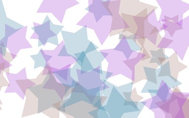 Multicolored translucent stars on a white background. Red tones. 3D illustration