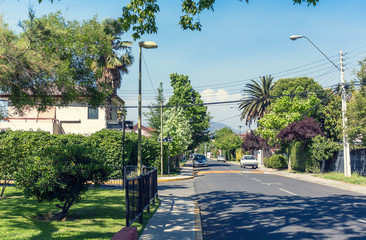 Street of Las Condes commune in Santiago, Chile