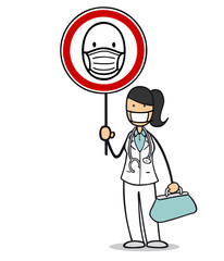 Ärztin oder Pflegekraft mit Maskenpflicht Icon Zeichen