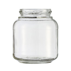 Glass jar kitchen utensil (with clipping path) isolated on white background