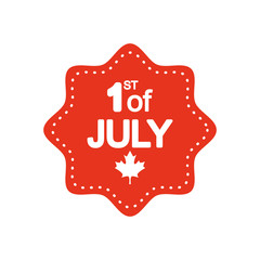 canada day concept, seal with 1st of july design and decorative maple leaf icon, silhouette style