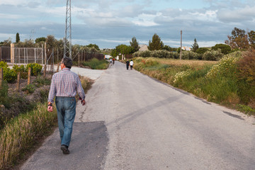Man walking down the path.