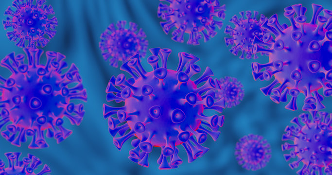 3D render microscopic view of respiratory coronavirus 2020, covid-19