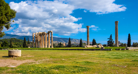 Panoramic view of Temple of Olympian Zeus, known as Olympieion at Leof Andrea Siggrou street in...