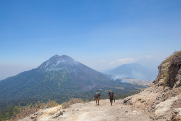 Travelers on the mountains.