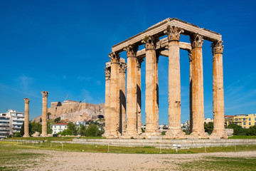 Panoramic view of Temple of Olympian Zeus, known as Olympieion at Leof Andrea Siggrou street in...