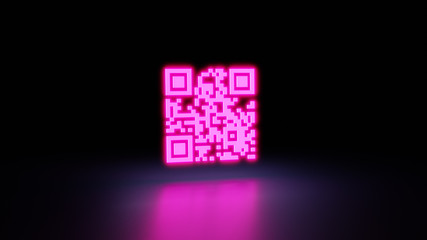 Qr code with light neon. 3D render
