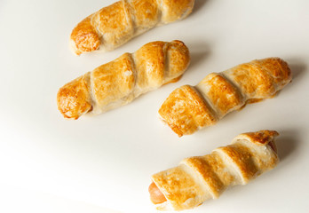 Sausages in puff pastry. Homemade cake