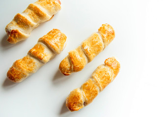 Sausages in puff pastry. Homemade cake
