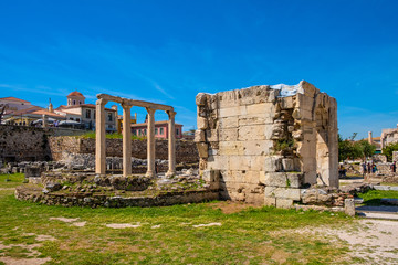 Library of Hadrian - Hadrian’s Library - ruins with remaining stone archeologic artefacts at the...