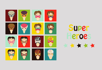 Set of Superhero in Action. Superhero character . Icon in flat style
