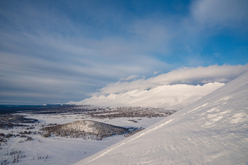 Winter ski trip in the mountains of the circumpolar Urals