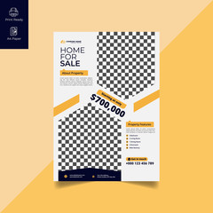 Elegant Real Estate Flyer Home for Sale for Modern Home Interior Design Editable Vector Template