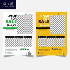 Elegant Real Estate Flyer Home for Sale for Modern Home Interior Design Editable Vector Template