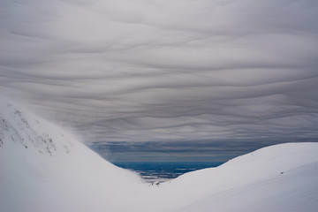 Winter ski trip in the mountains of the circumpolar Urals