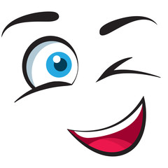 Winking face. Flirt expression. Emotion in cartoon style.