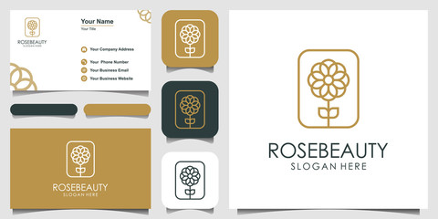 Fototapeta premium Minimalist elegant flower rose logo design for beauty, Cosmetics, yoga and spa. and business card