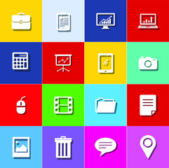 Vector set of 16 flat business icons with long shadow.
Vector set of 16 business icons.
