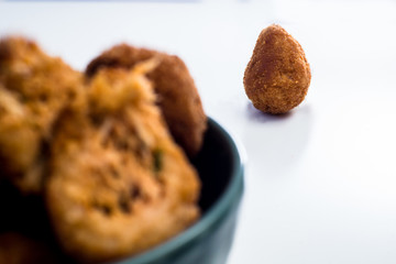 coxinha traditional fried brazilian food with chicken