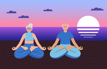 Yoga flat vector illustration. Healthy lifestyle