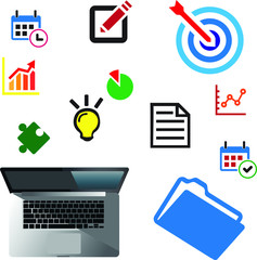 Business icons set. Icons for business, management, finance, strategy, marketing.