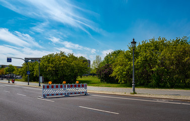 Strassensperre in der Nähe des Bundeskanzleramt in Berlin