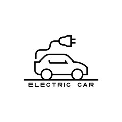 Vector icon of electric car in line style.