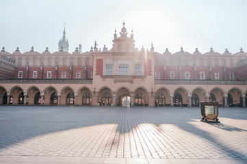 Krakow Old Town overlooking the Market Square during sunrise