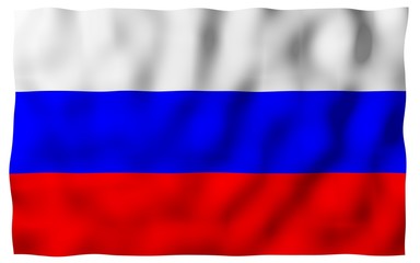 Waving flag of the Russian Federation. The National. State symbol of the Russia. 3D illustration
