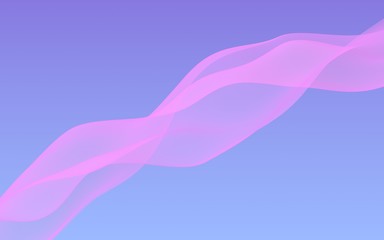 Pink wave on blue sky abstract background. Fluttering pink scarf. Waving on wind pink fabric. 3D illustration