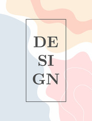 Vertical background with abstract shapes and frame. Vector illustration drawn by hand.