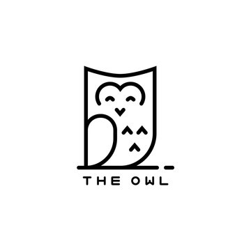 Vector icon or owl logo in thin line style.