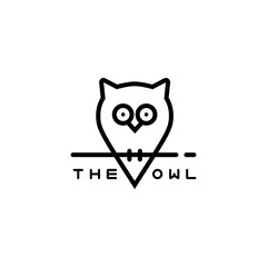 Vector icon or owl logo in thin line style.