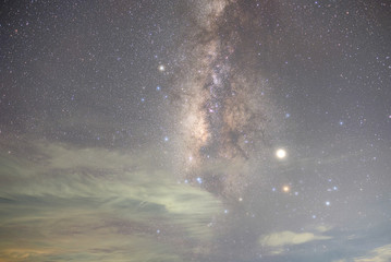 Stars, Milky Way and Galaxy in the dark night sky