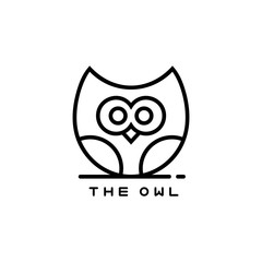 Vector icon or owl logo in thin line style.