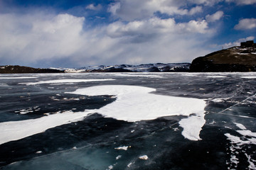 winter landscape with ice and snow