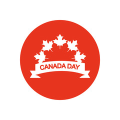 canada day concept, maple leaves and decorative ribbon, block silhouette style