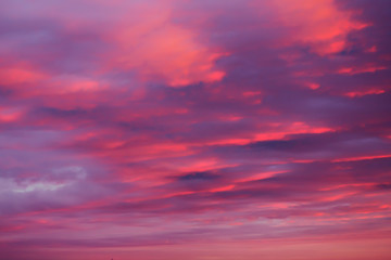 Bright pink sky background at sunset